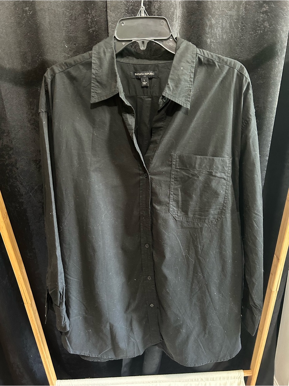 Banana Republic Black Long-Sleeve Button Shirt
